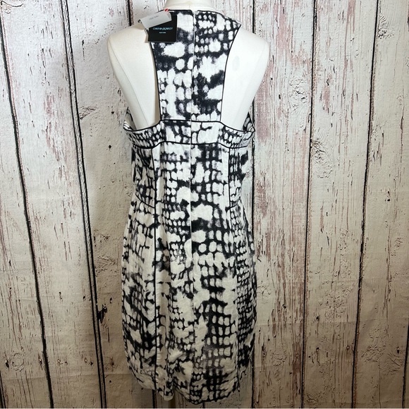 NEW NWT Cynthia Rowley Snakeskin Black/White Sleeveless 100% Linen Dress Size 14 - Picture 8 of 16